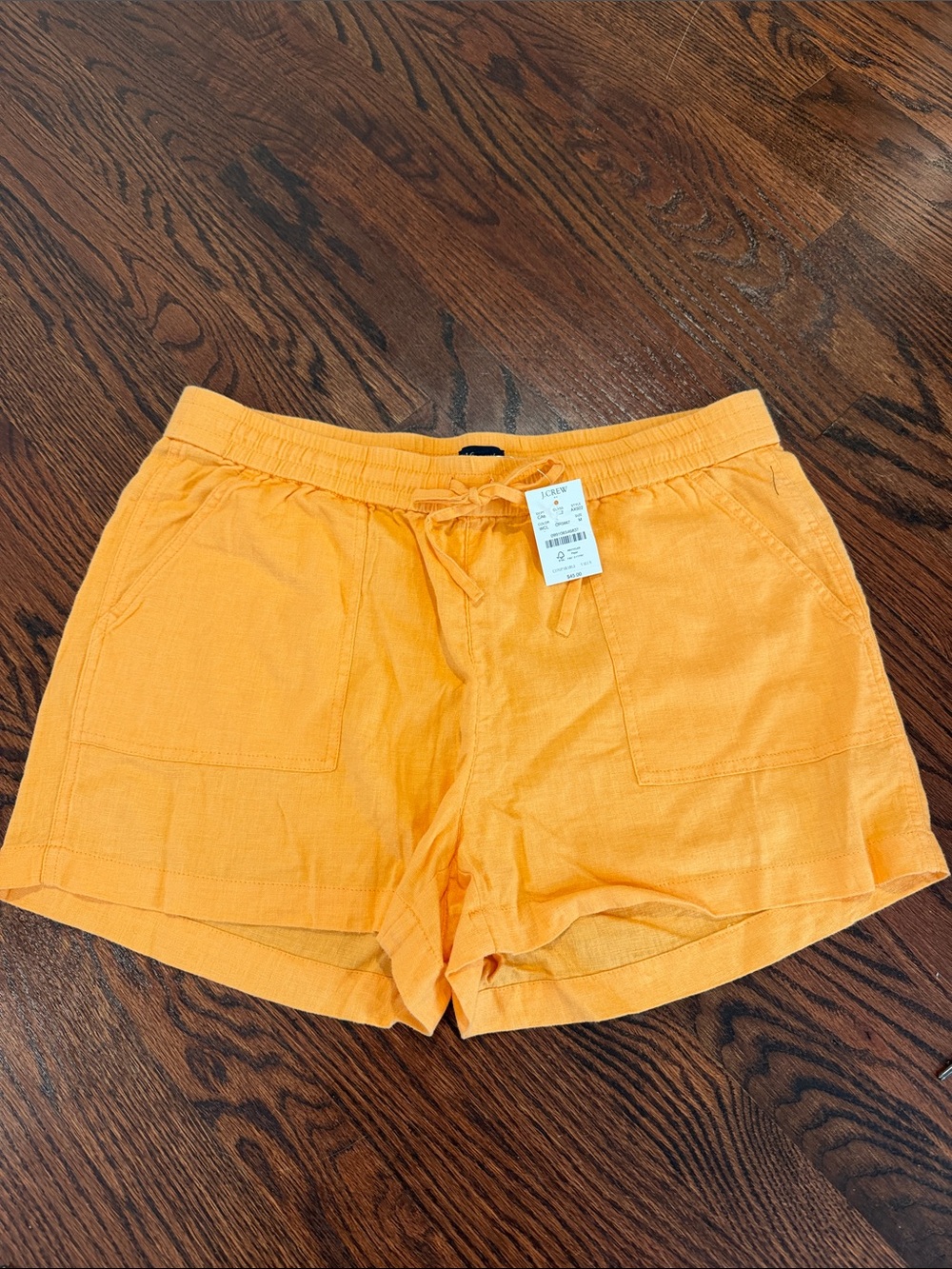 J. Crew Factory Orange Drawstring Linen-Blend Women's Shorts